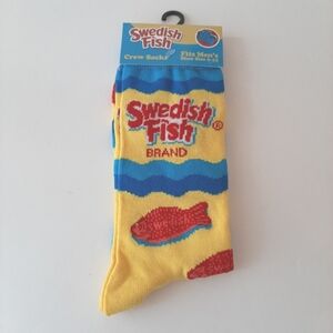 Men's Crew Socks Swedish Fish Odd Socks Shoe Size 6-12 Yellow Novelty Fashion